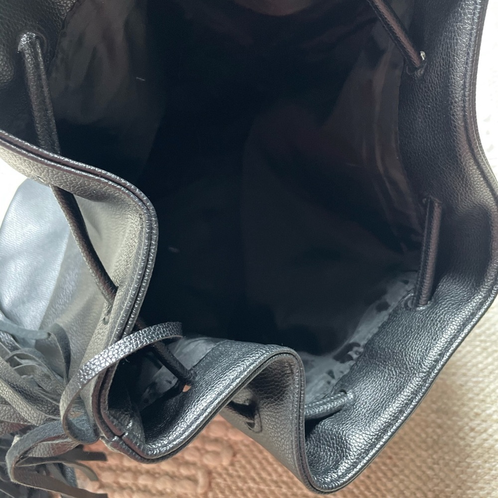 Victoria’s Secret Black Pleather Fringe Backpack - Picture 6 of 9